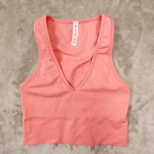 Athleta Aurora Crop Seamless Ribbed Tank Orange Sunset Glow size XS style 556403